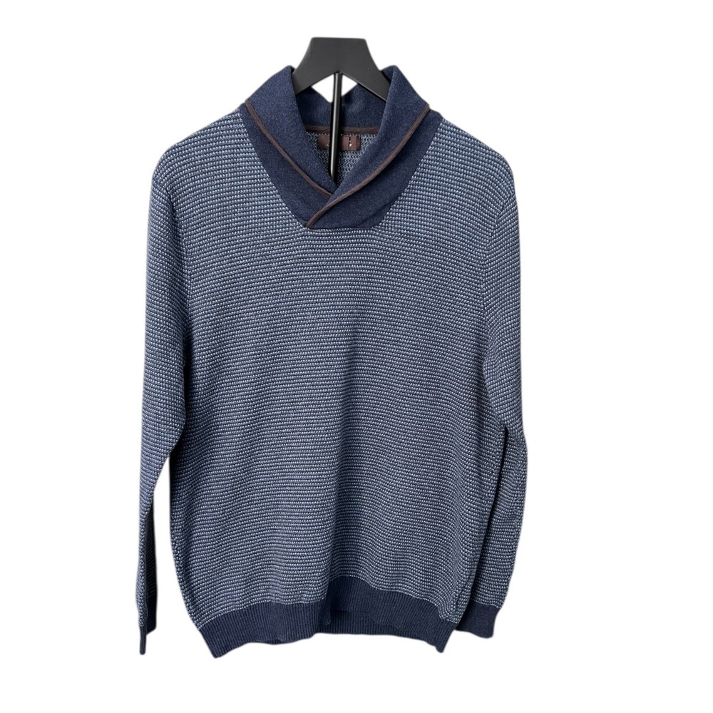 Tasso Elba Men's‎ Navy Blue Shawl Collar Pullover Work Wear Sweater Office Large